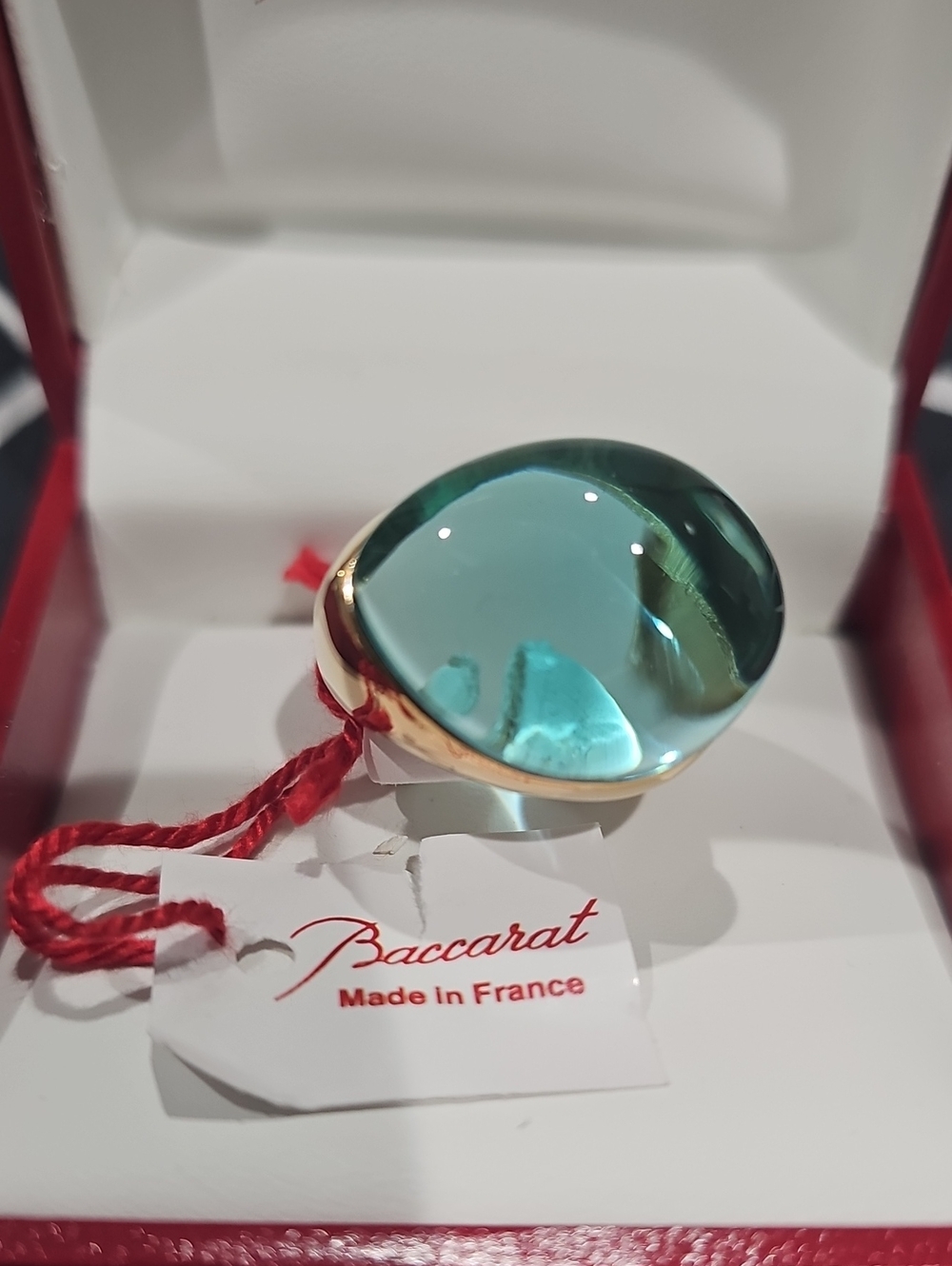 Baccarat Gold Ring with Teal-Blue Cabochon - Picture 7 of 8